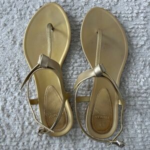 Alexandre Birman Gold Clarita Jelly Sandals